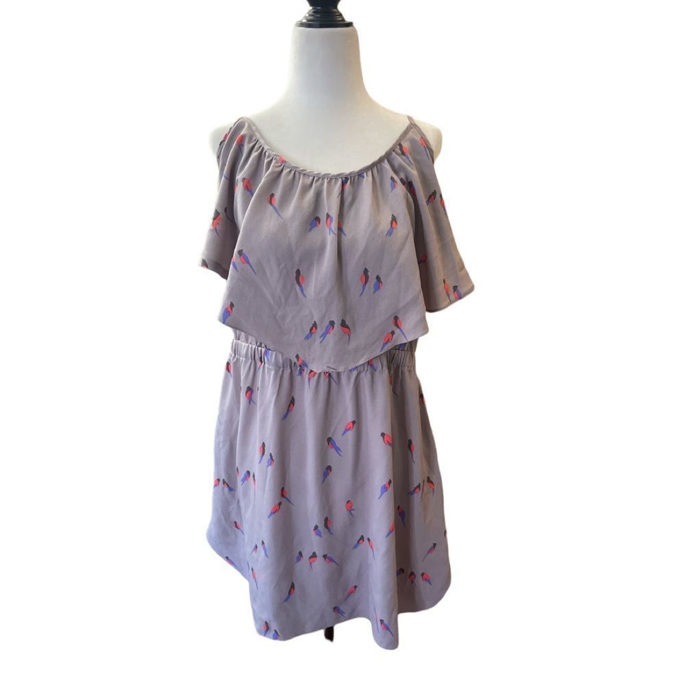 𝅺AMERICAN Eagle bird novelty print ruffle dress size XL